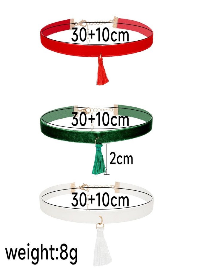 MarveBard 3 PCS Christmas Velvet Choker Necklace For Women Cute Red White Green Velvet Choker Necklace Christmas Snowflake Gloves Fluffy Ball Pendant Necklace Christmas Holiday Winter Party Jewelry (Red White Green 1) - Image 4